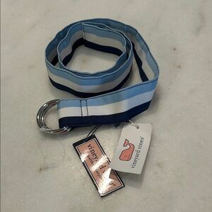 Vineyard Vines Light Blue, White & Navy Striped Webbing Belt